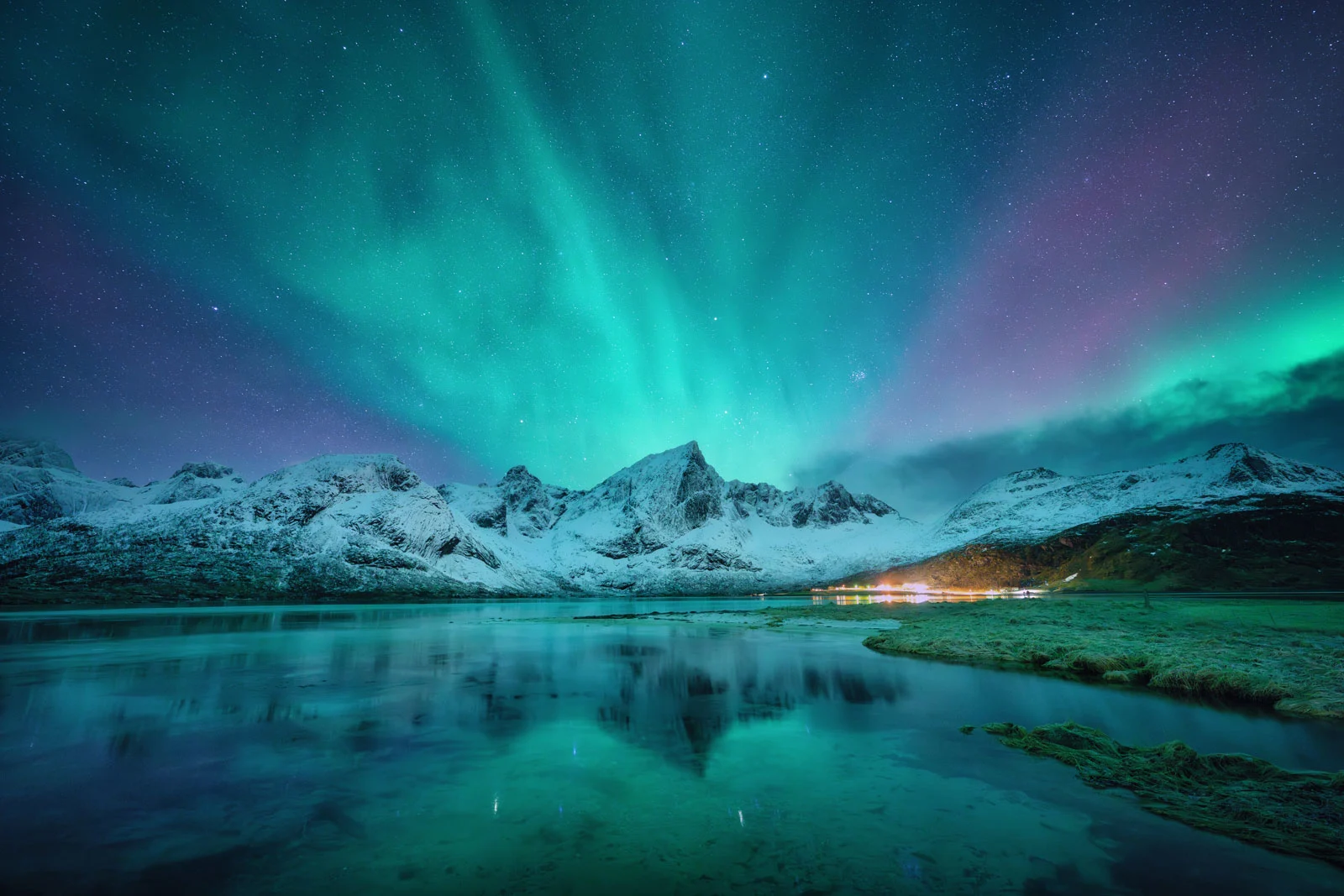 Northern Lights Snowy Mountains Reflection In Wa 2024 12 02 07 09 43 Utc2 3